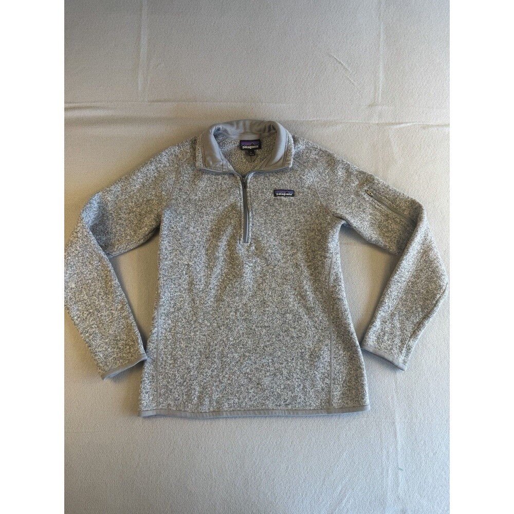 Patagonia unisex 1/4 Zip Fleece Pullover Sweater M Gray Heathered Mock Neck